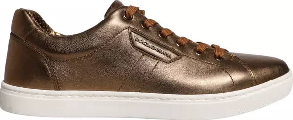 Gold Leather Logo London Men Sneaker Shoes