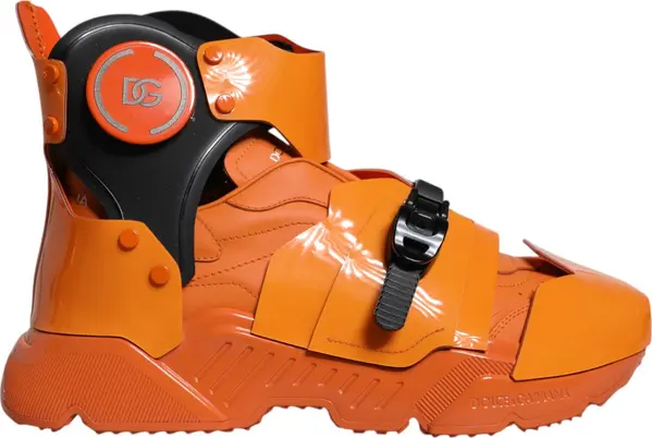 Orange Multi Panel Chunky High Top Sneakers Shoes