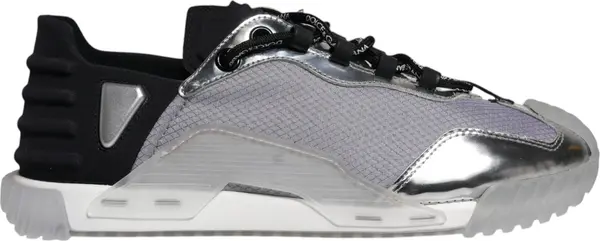 Silver Black Nylon NS1 Low Top Sneakers Shoes