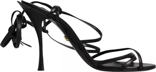 Black Leather High Heels Keira Sandals Shoes