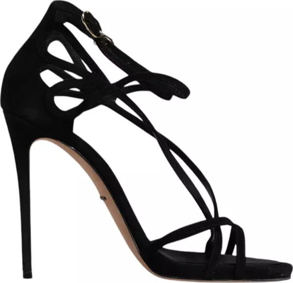Black Suede Ankle Strap Heels Sandals Shoes
