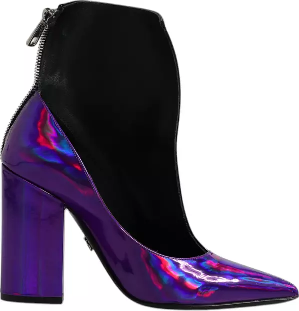 Purple Black Pointed Ankle Boots Shoes