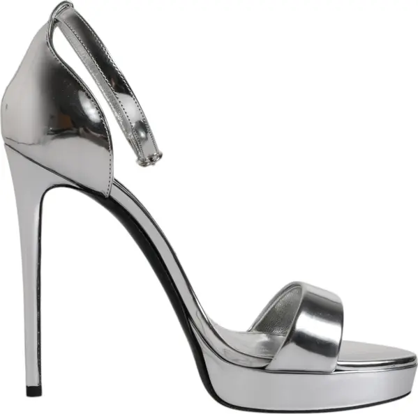 Silver KEIRA Heels Ankle Strap Sandals Shoes