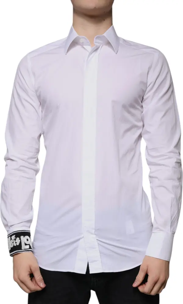 White Cotton Slim Fit GOLD Men Dress Shirt