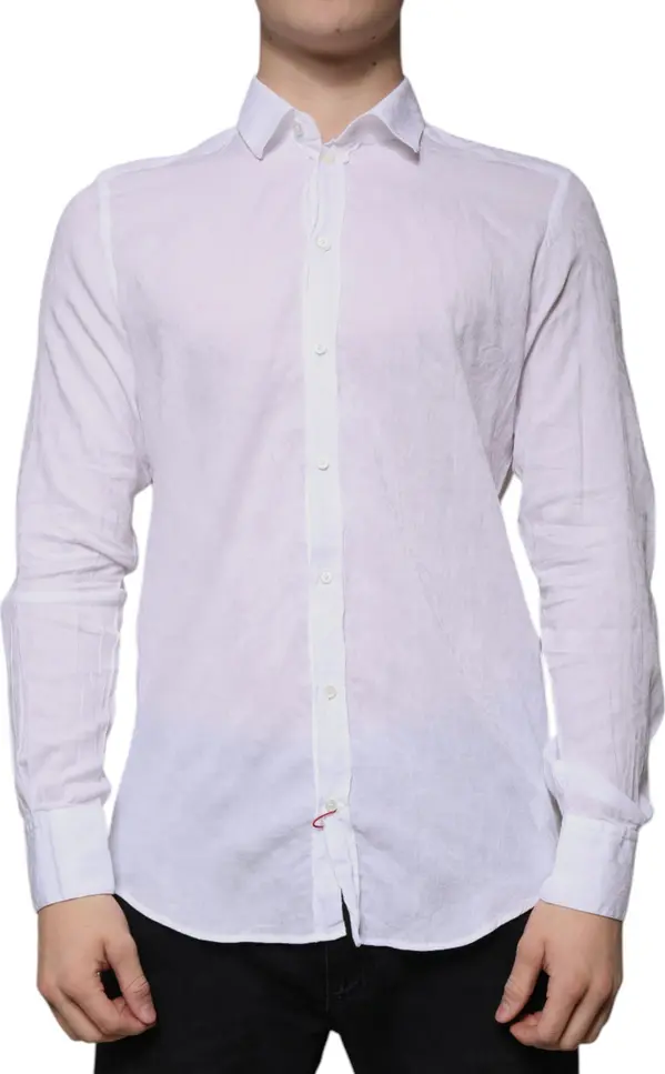 White Cotton Slim Fit Men Formal Dress Shirt