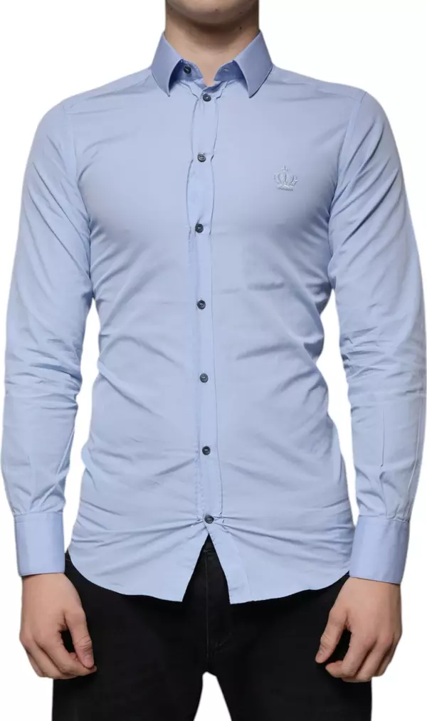 Light Blue Cotton Slim Fit GOLD Dress Shirt