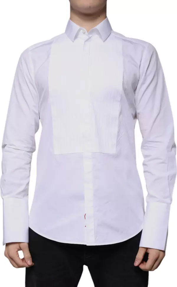 White Bib Cotton Poplin GOLD Men Formal Shirt