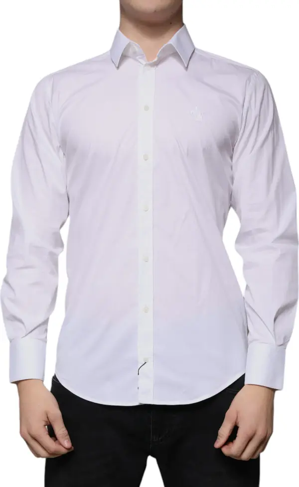White Cotton Slim Fit Men MARTINI Dress Shirt