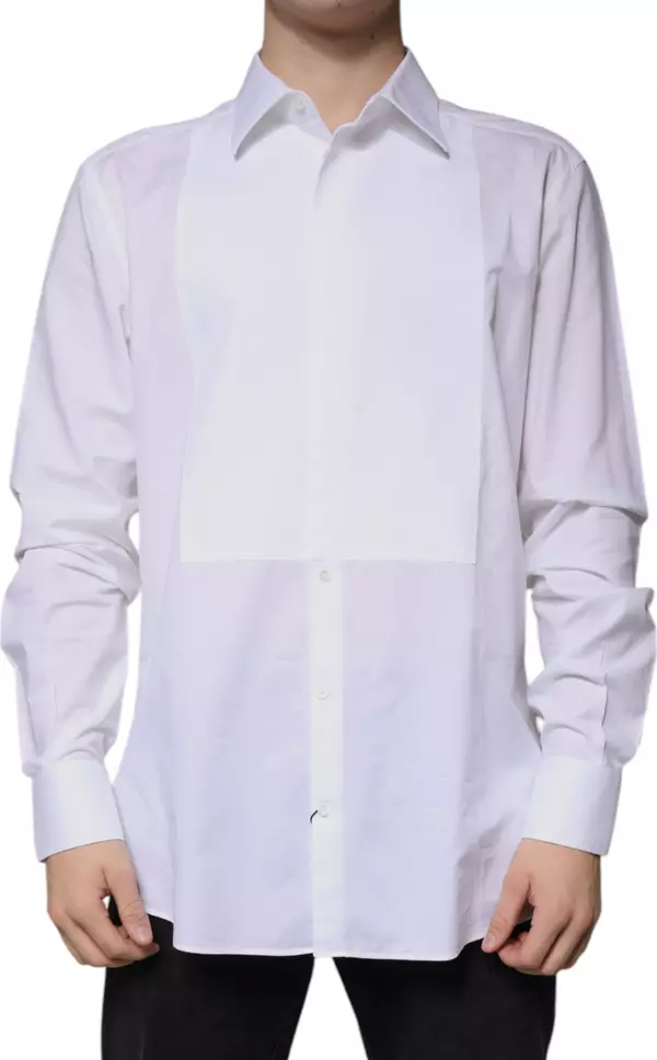 White Bib Cotton Poplin GOLD Formal Shirt