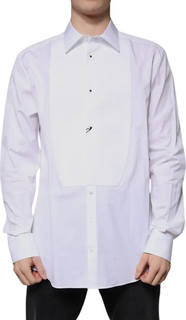 White Bib Cotton Poplin GOLD Formal Shirt