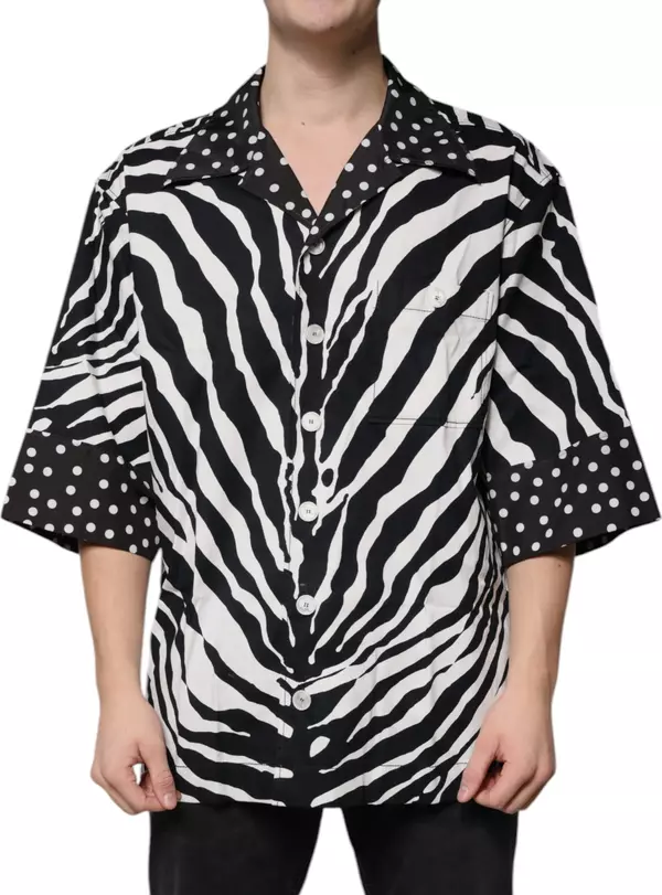 Black White Zebra Button Down Oversize Shirt