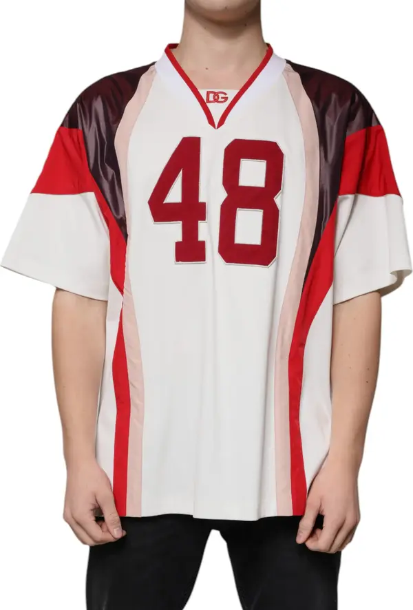 Multicolor Logo Jersey Cotton V-neck T-shirt