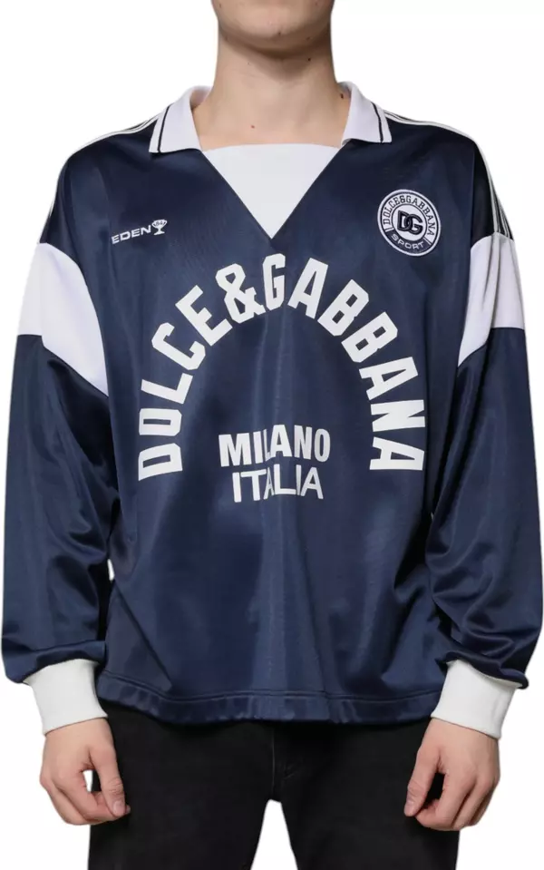 Blue White Milano Long Sleeve Jersey T-shirt
