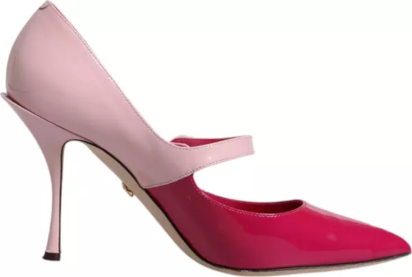 Two Tone Pink Leather Mary Jane Heels Pumps Shoes
