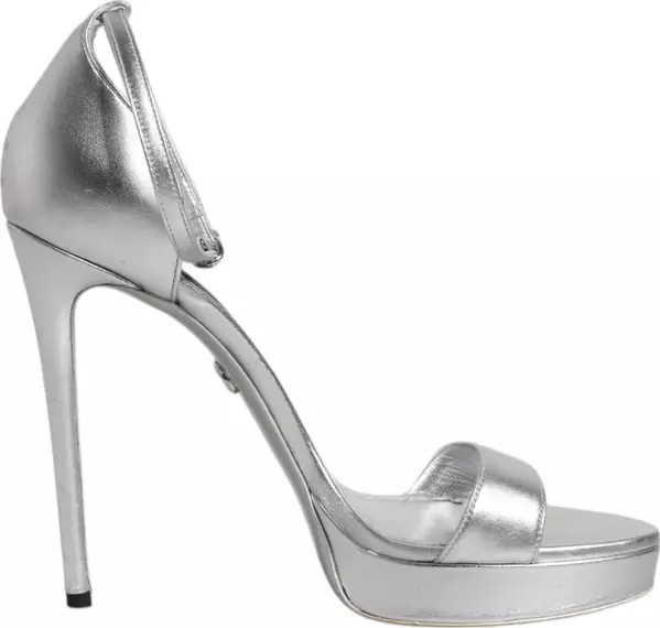 Silver Leather Platform Keira Sandals Shoes