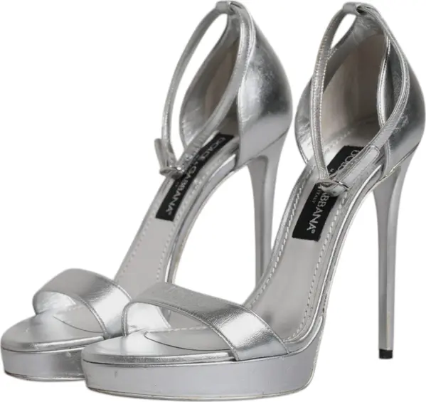 Silver Leather Platform Keira Sandals Shoes