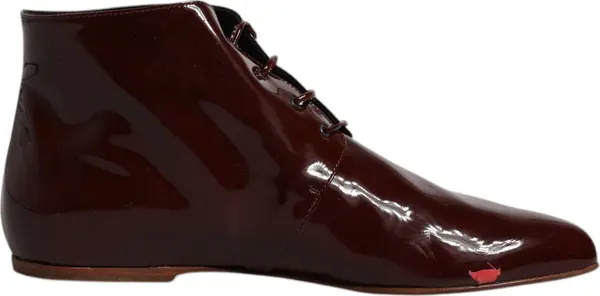 Maroon Leather Lace Up Ankle Boots Shoes
