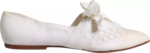 White Ribbon Fabric Ballerina Flats Shoes