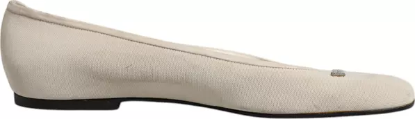 Beige Fabric Slip On Ballerina Flats Shoes