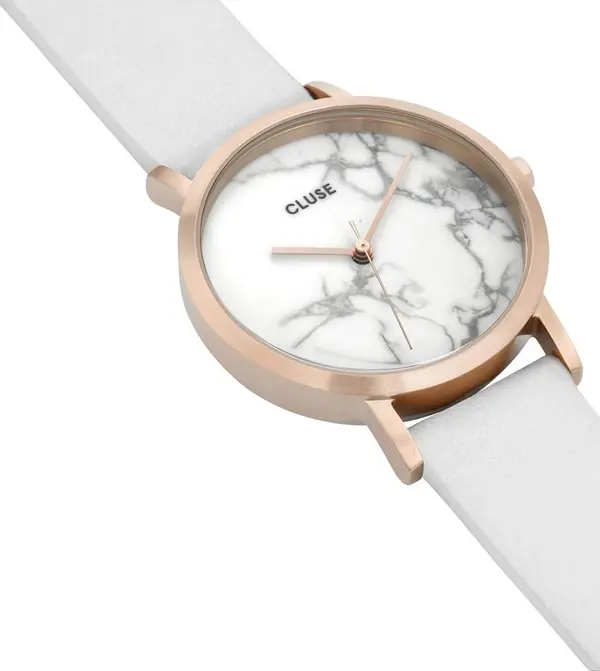 White Leather Dress Watch