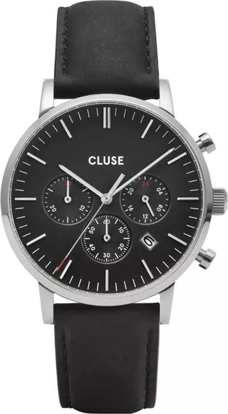 Black Leather Dress Watch
