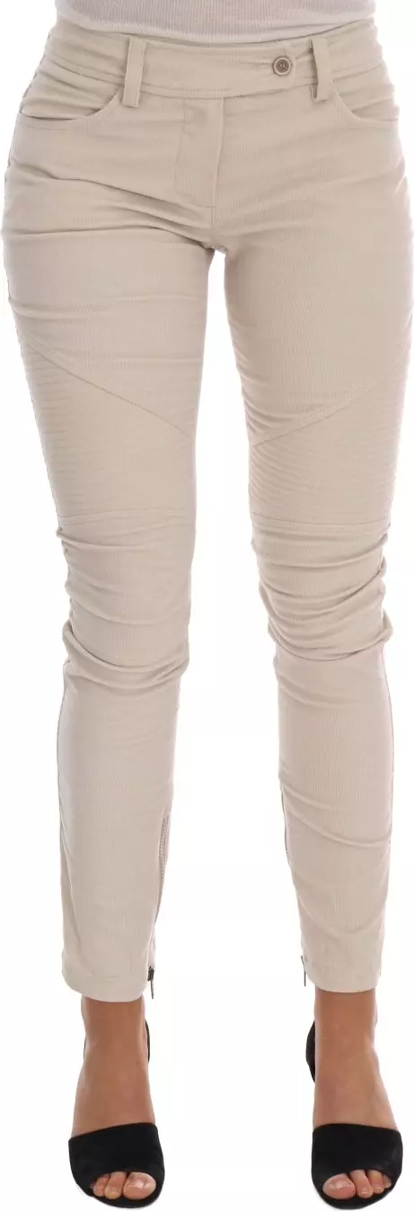 Beige Slim Jeans Corduroy Skinny Pants