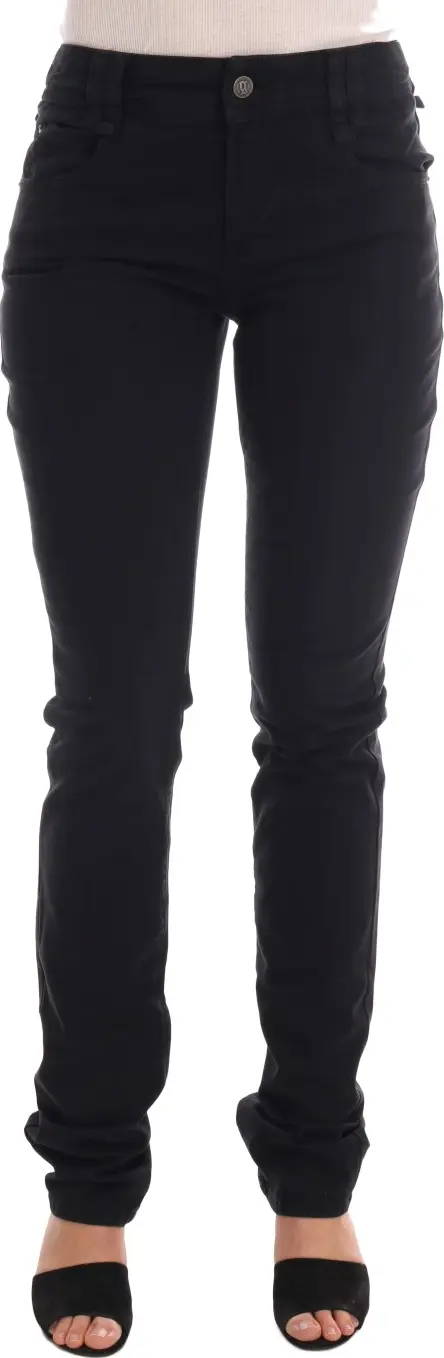 Black Cotton Denim Stretch Regular Fit Jeans