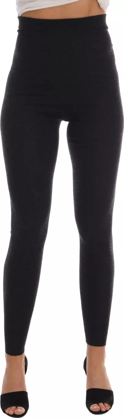 Gray Cashmere Ribbed Stretch Tights