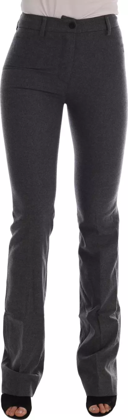 Gray Wool Stretch Slim Pants