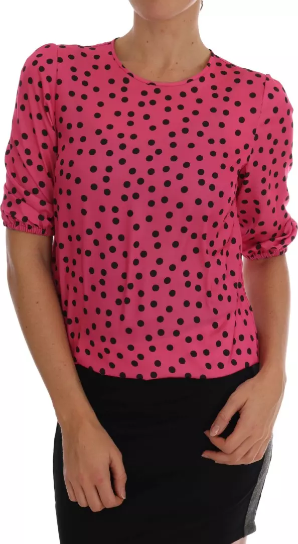 Pink Polka Dotted Silk Blouse