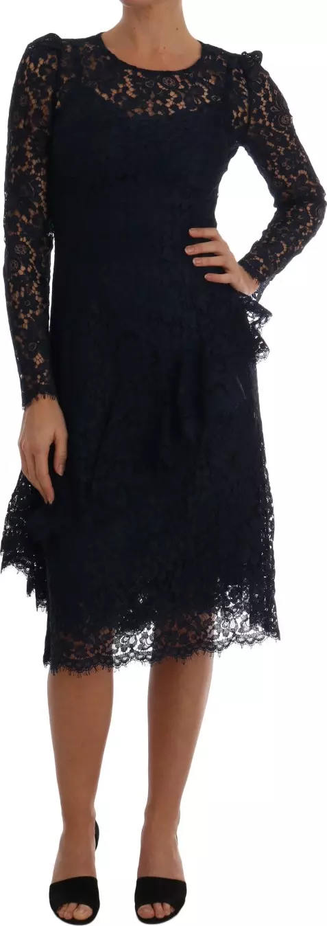Blue Taormina Floral Lace Sheath Dress