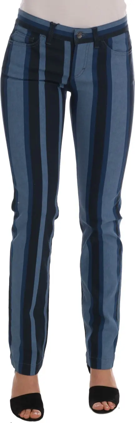 Blue GIRLY Striped Cotton Jeans