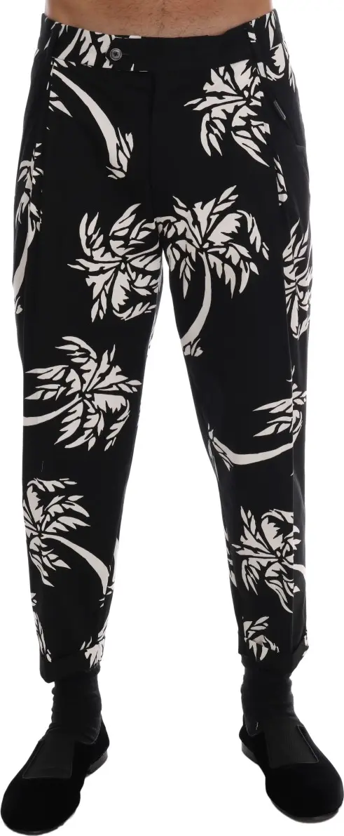 Black Tree Cotton Stretch Pants