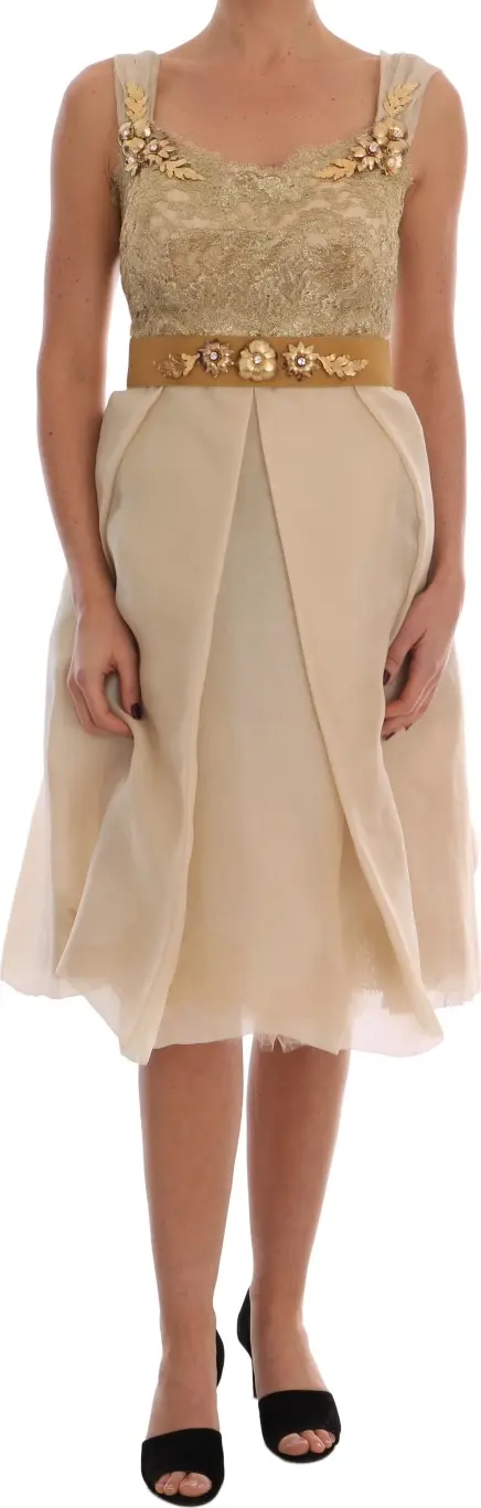 Gold Silk Crystal Embellished Dress
