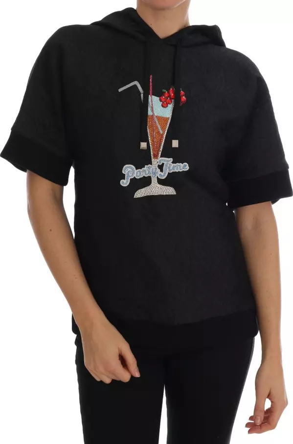 Black Fairy Tale Crystal Hooded Sweater