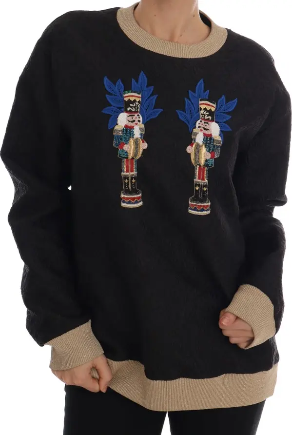 Black Fairy Tale Brocade Zipper Sweater