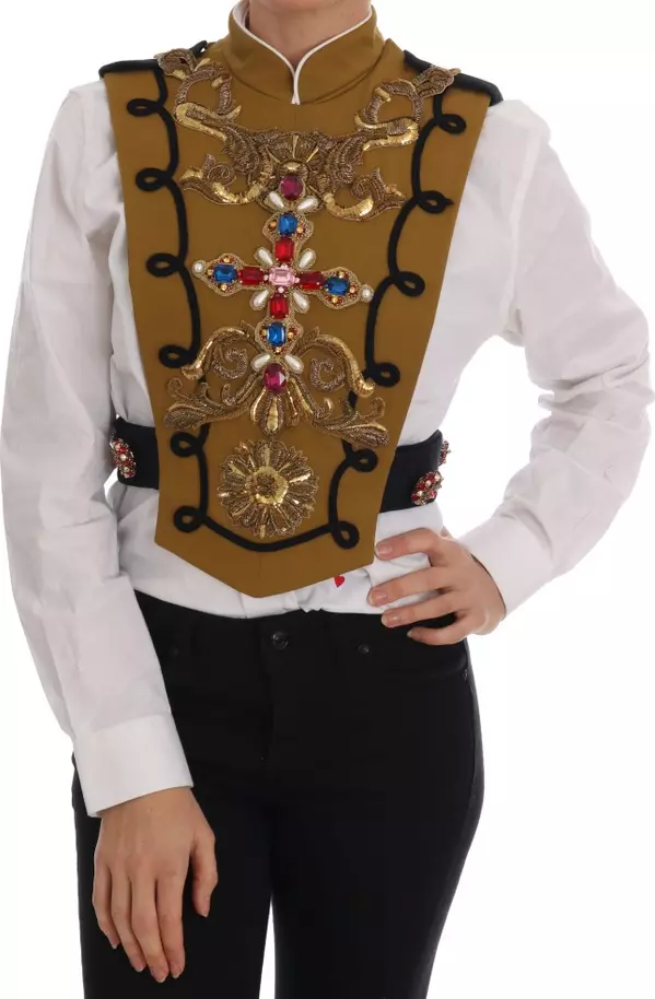 Yellow Crystal Cross Vest Jacket