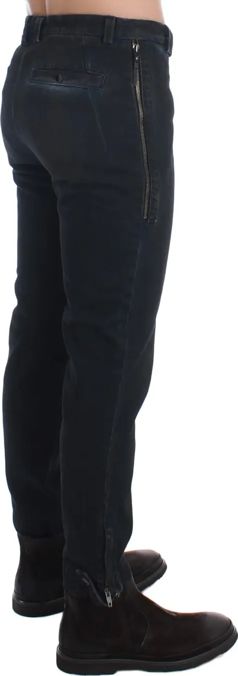 Blue Cotton Slim Pants Denim Jeans