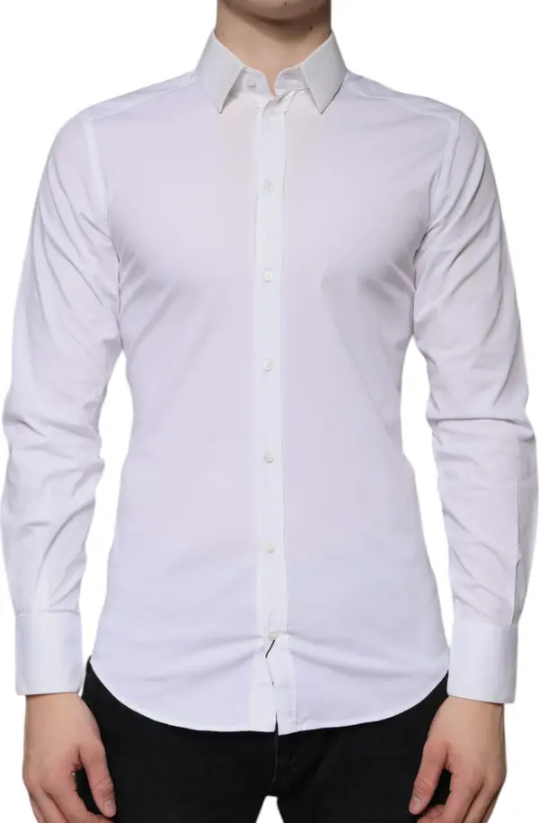White Cotton Formal Men GOLD Dress Shirt