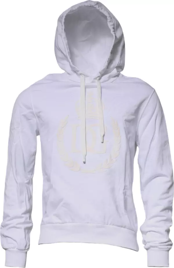 White Logo Hooded Pullover Sweatshirt Sweater