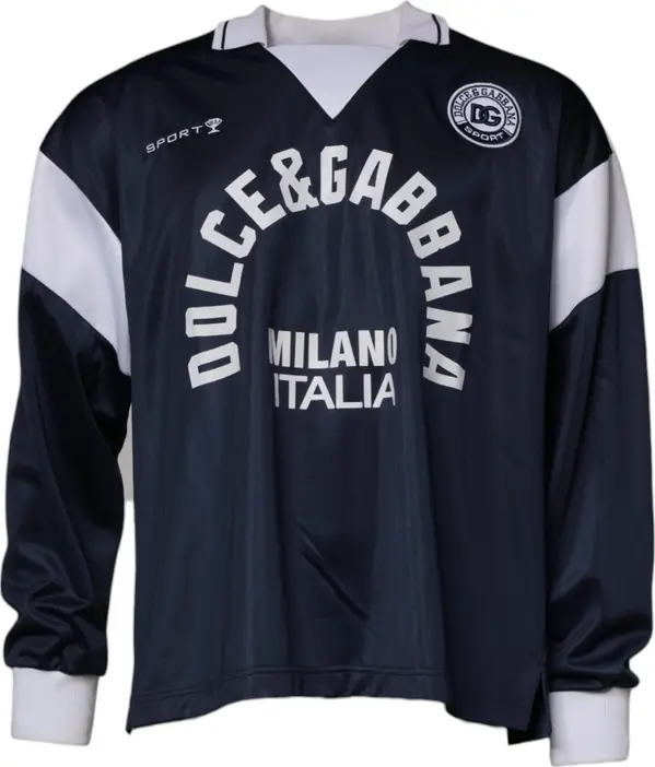 Blue Logo Jersey Collared Pullover Sweater