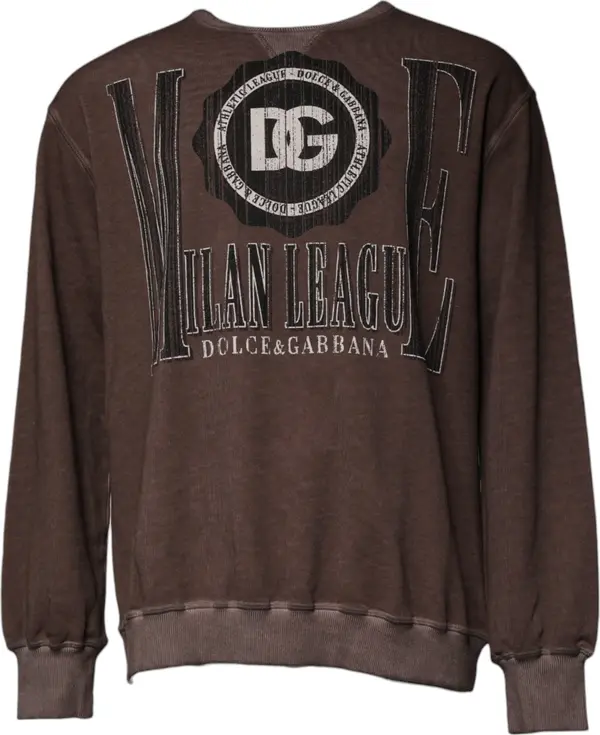 Brown Logo Print Crew Neck Pullover Sweater