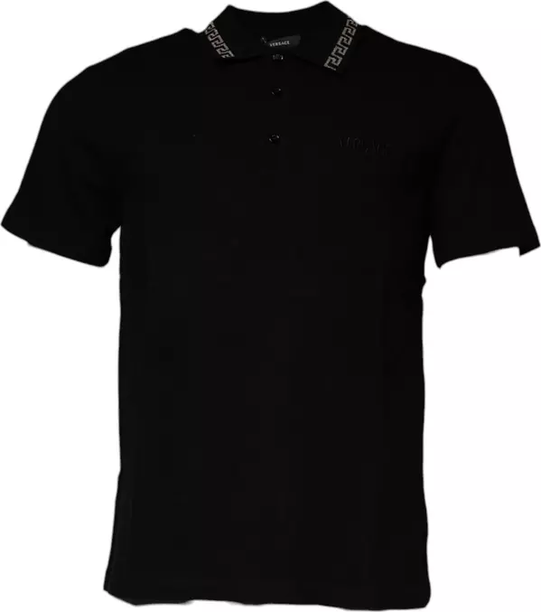 Black Viscose Collared Polo Short Sleeves T-shirt