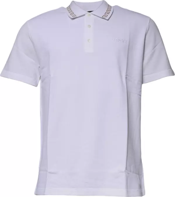 White Viscose Collared Men Polo Short Sleeves T-shirt