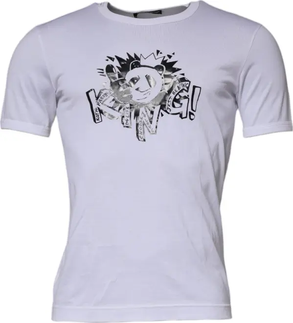 White Panda King Cotton Crew Neck T-shirt