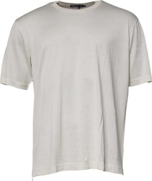 Off White Silk CrewNeck Short Sleeve T-shirt