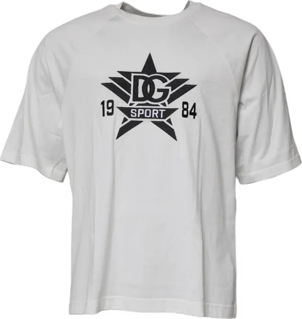White DG Sport Crew Neck Short Sleeve T-shirt
