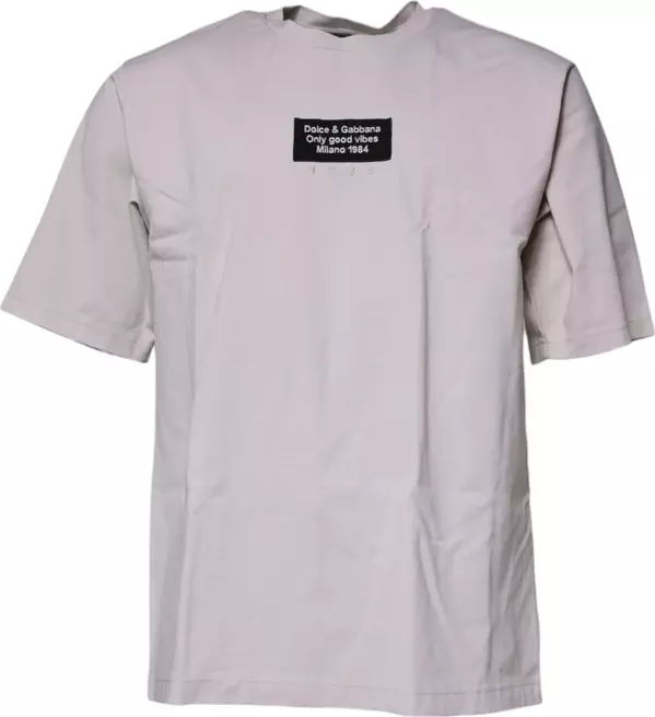 Beige DG Logo Crew Neck Short Sleeves T-shirt