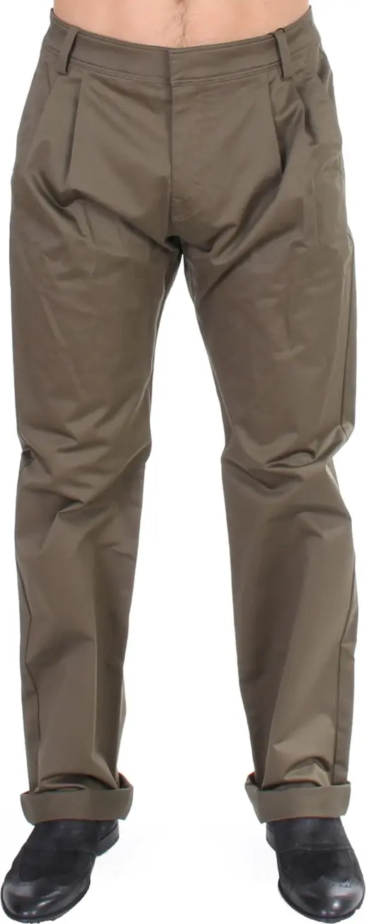 Green Cotton Stretch Comfort Fit Pants
