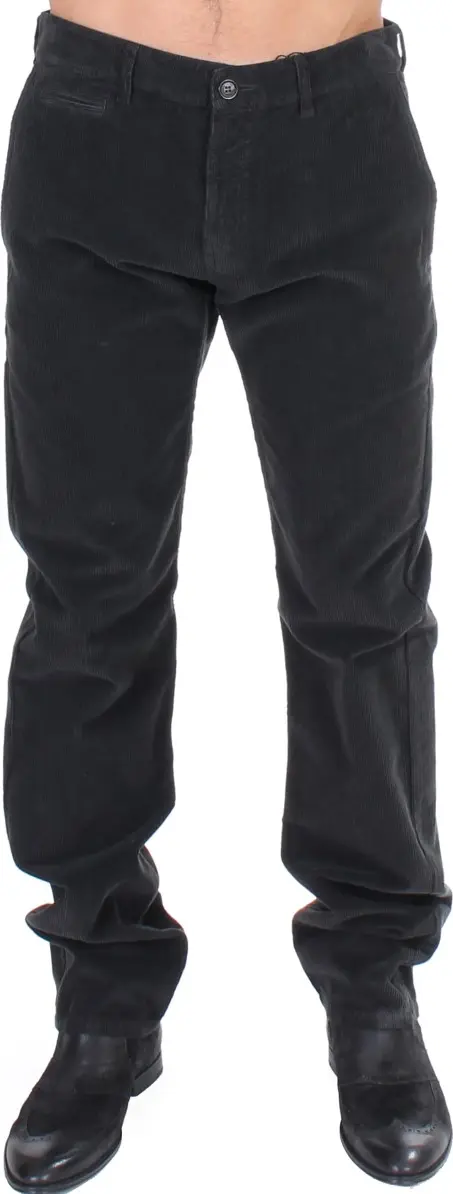Black Corduroy Cotton Straight Fit Pants